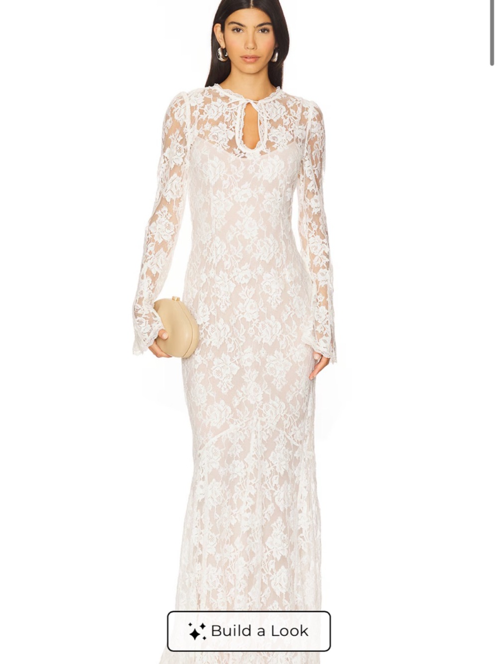 Stone Cold Fox White Lace Maxi Dress with Keyhole Neck